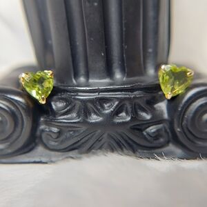 Heart-Shaped Green Stud Earrings